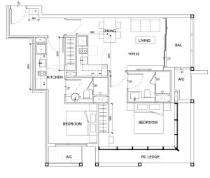 TMW Maxwell 1@ Bedroom Dual-Key Type E1 Floor Plan